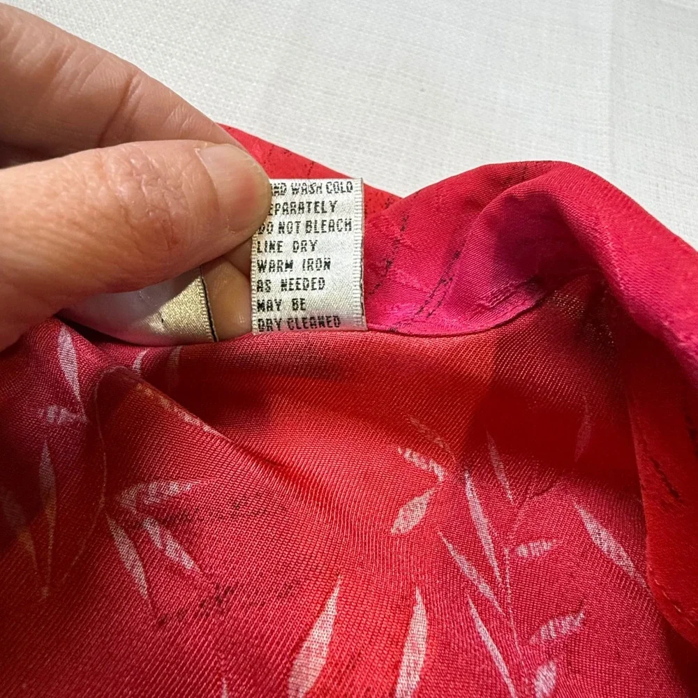 Chicos Design Silk Button Up Blouse Tropical Floral 100% Silk‎ Size 2